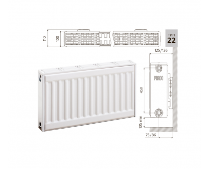 Панельный радиатор 22 / 500х700 стальной Prado