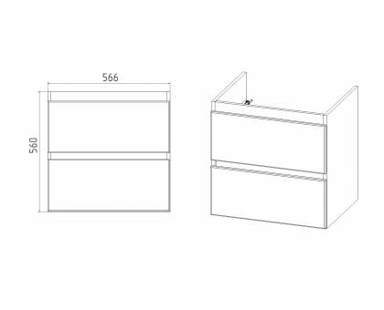 Тумба с раковиной подвесная Мальта 60 2 ящика 430х560х560 в комплекте умывальник Como 60