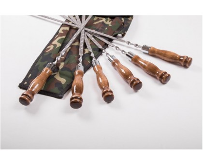 Набор шашлычный в колчане "Кольцо" / Шампур с деревянной ручкой с узором,6 шампуров 750х12х3 мм